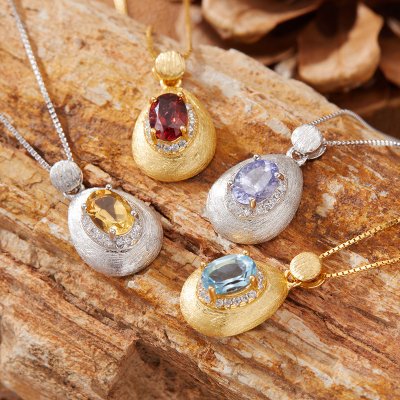 Natural Gemstones Pendant Necklace for Women